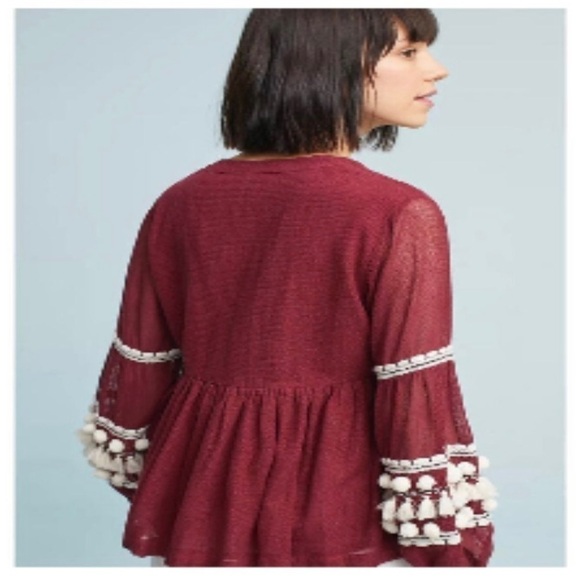 Vineet Bahl Anthropologie Nisha Boho Balloon Sleeves Peasant Top Size M - Picture 6 of 16